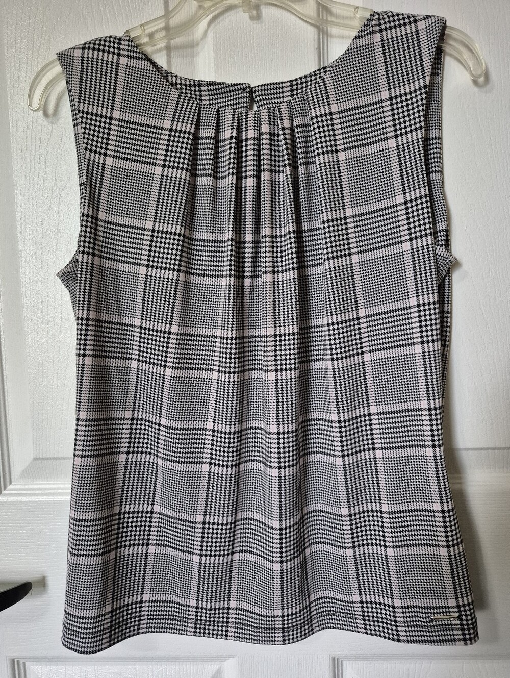 Calvin Klein Black and White Plaid Sleeveless Camisole